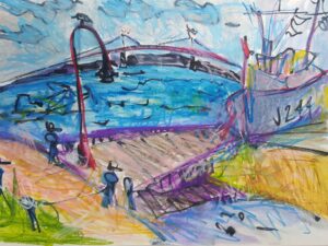 Pelicans Landing by Maureen Barten Artworks